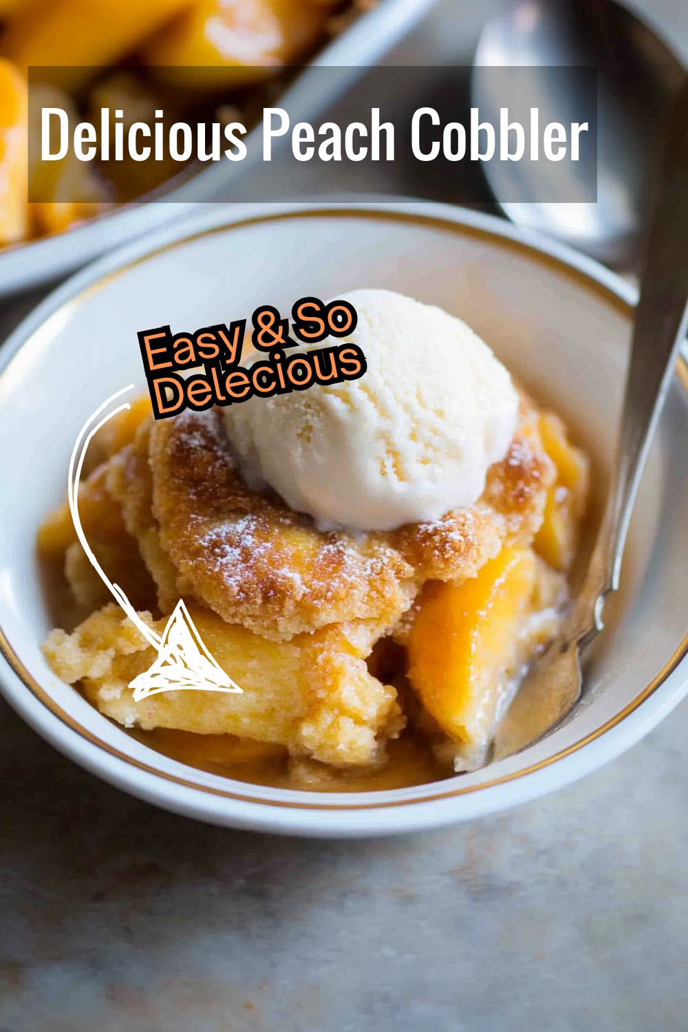 This peach cobbler is filled with juicy peaches and topped with a cinnamon-spiced biscuit crust. A must-try summer dessert that pairs perfectly with vanilla ice cream!