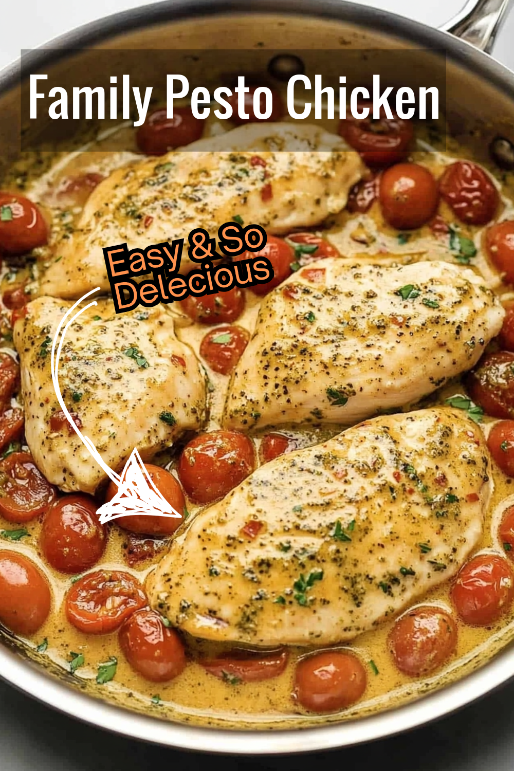 A family favorite! This Pesto Chicken Recipe offers creamy sauce, seared chicken, and burst grape tomatoes—great for picky eaters too!