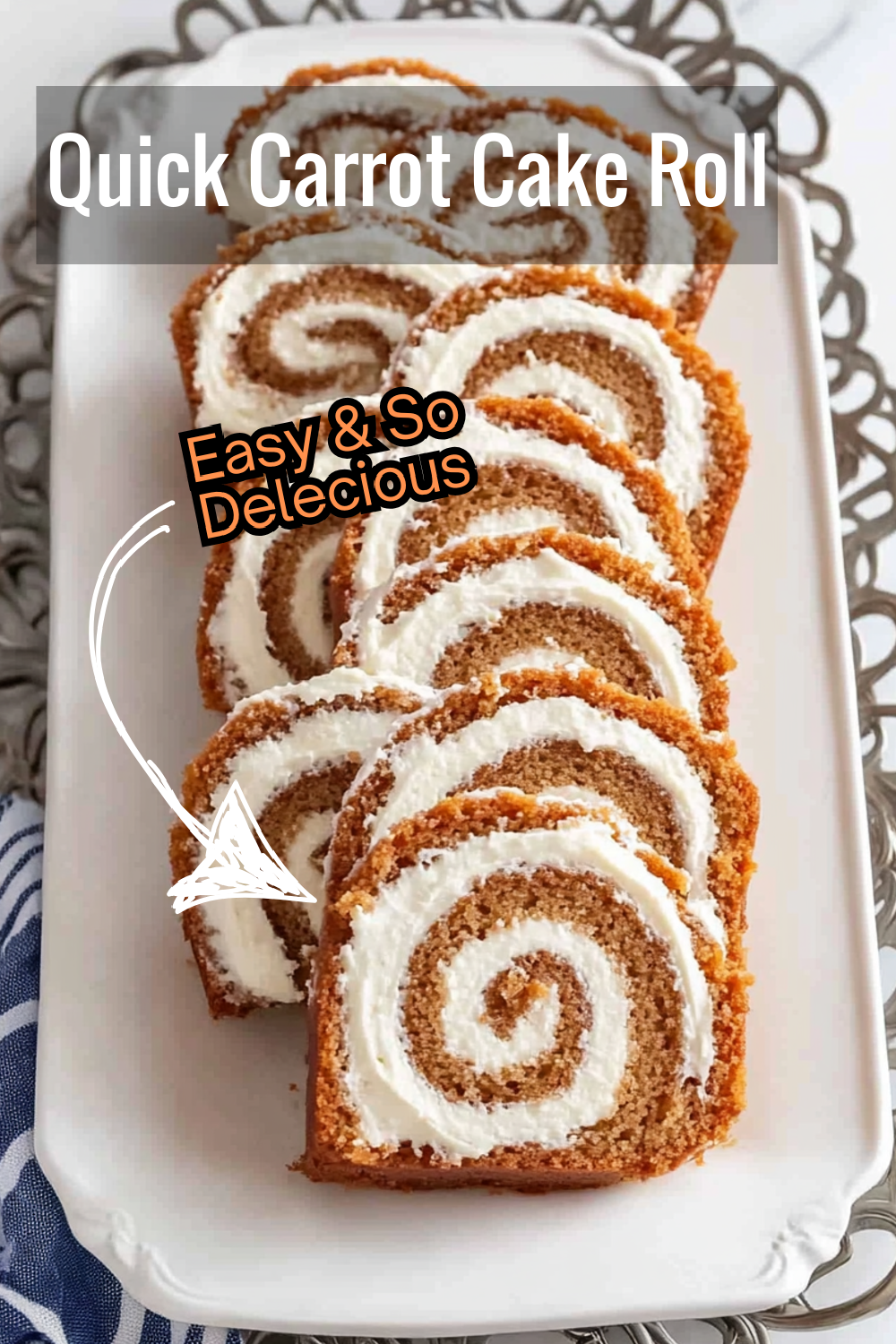 For a quick yet impressive dessert, try this carrot cake roll! It’s filled with a creamy frosting that pairs beautifully with the spiced cake.