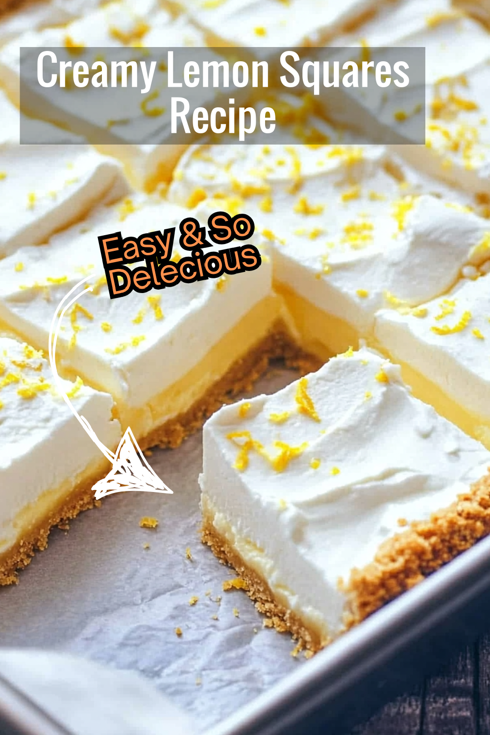 This creamy lemon squares recipe is perfect for any occasion! A balance of tangy lemon filling and creamy topping over a graham cracker crust.