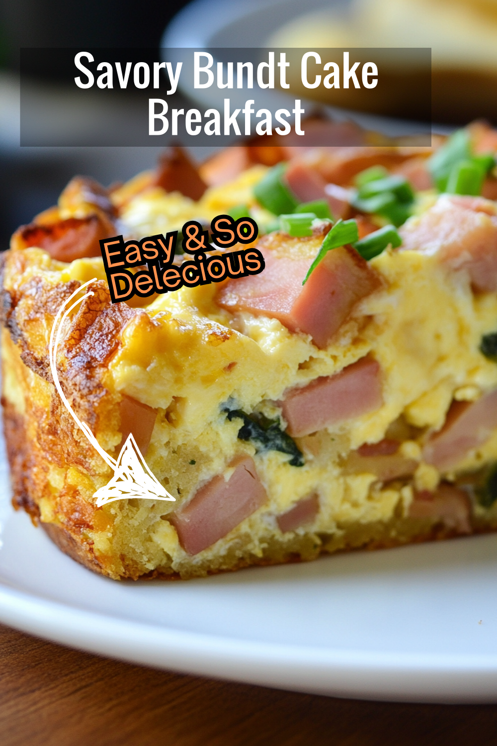 A cheesy, savory Bundt Cake Breakfast recipe featuring ham, hash browns, and fresh spinach. It's a complete, hearty breakfast!