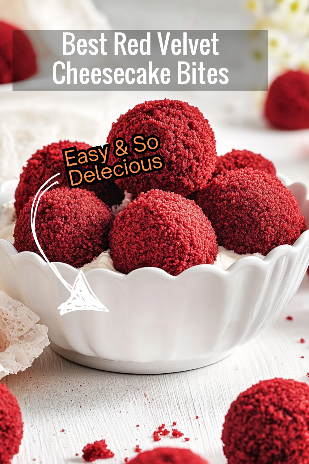 These cheesecake bites offer the perfect balance of creamy, sweet, and tangy flavors, wrapped in a delightful red velvet shell.