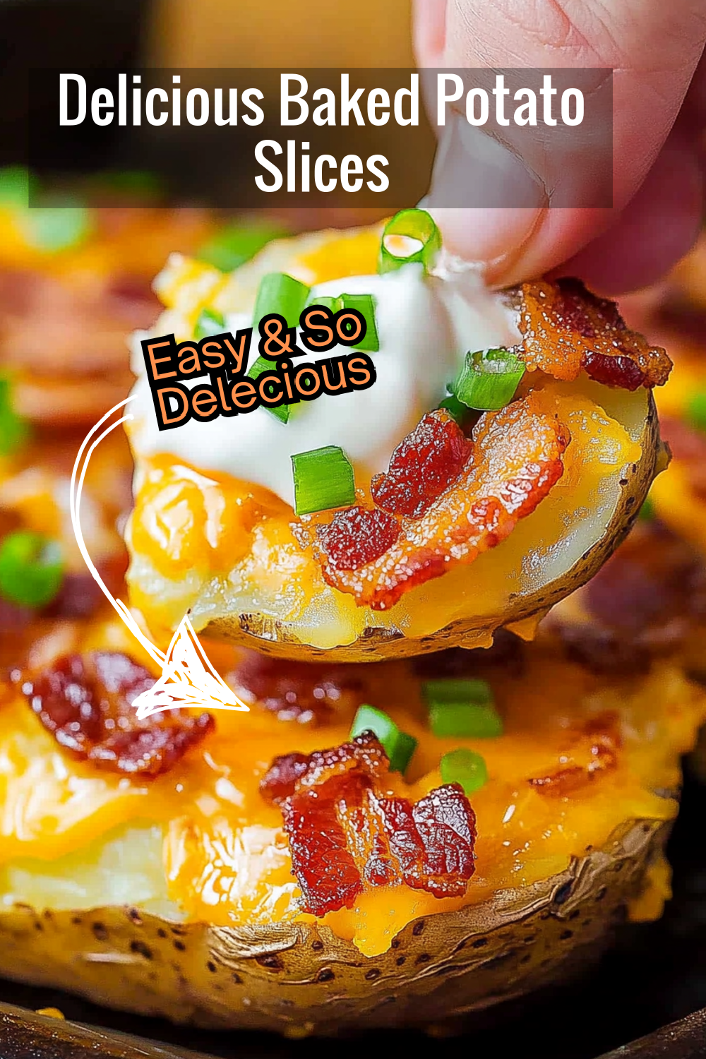 This simple recipe for baked potato slices brings together crispy edges, gooey cheese, and savory bacon for a crowd-pleasing dish.