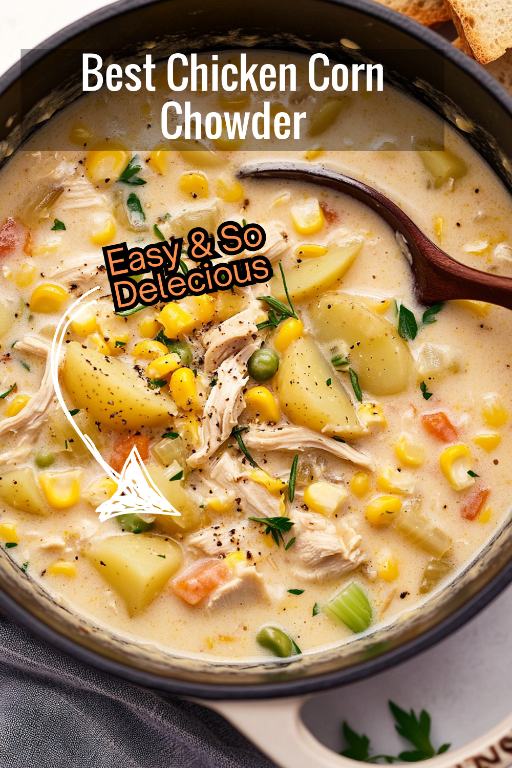 Rich and hearty, this chicken corn chowder features a velvety base, with chunks of chicken, potatoes, and a sprinkle of cheddar for extra indulgence.