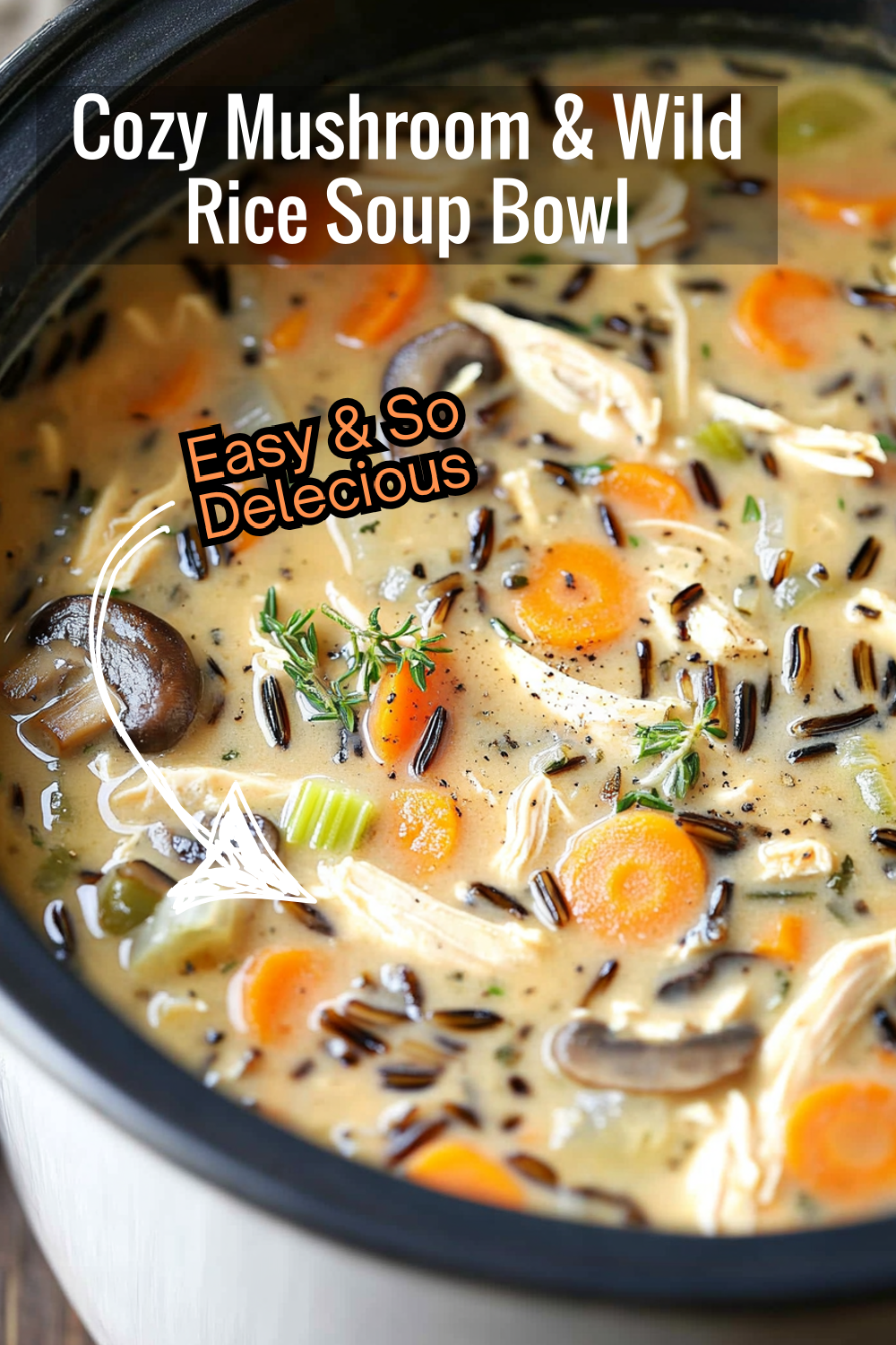 Wrap yourself in comfort with a bowl of cozy mushroom chicken and wild rice soup. Perfect for any season, this slow-cooked meal is packed with creamy textures, herbs, and just the right amount of crunch from carrots and celery.