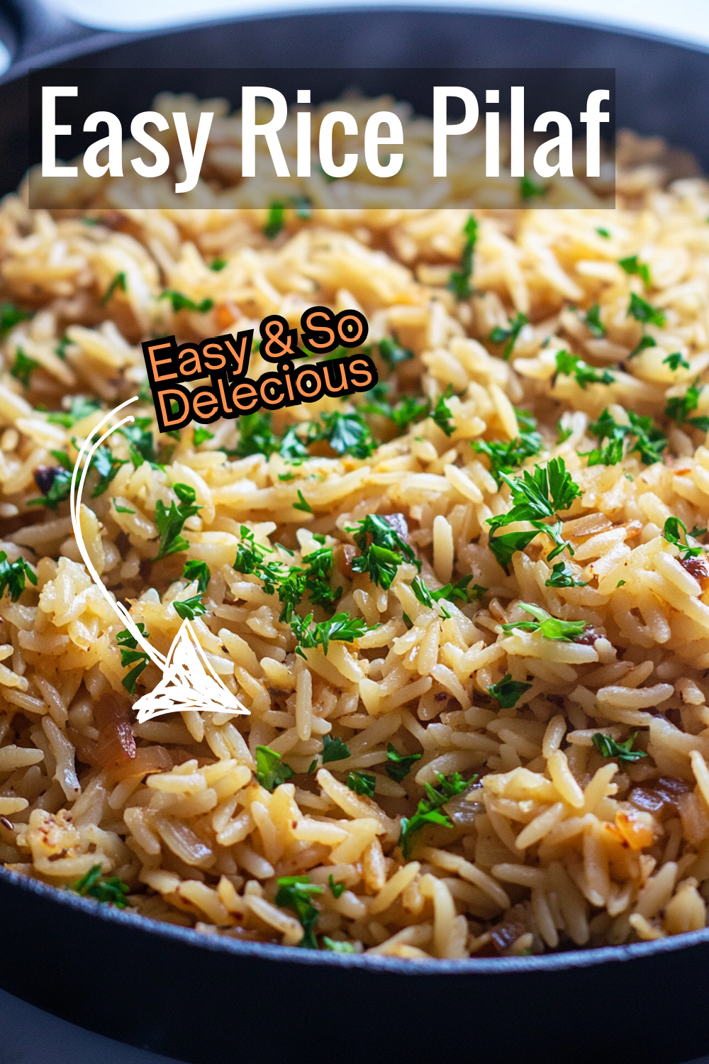 Make your weeknights easier with this simple rice pilaf recipe! It combines fluffy white rice with sautéed orzo and garlic, topped with fresh parsley for a flavorful and easy-to-make side dish. Perfect for pairing with chicken, fish, or vegetables.