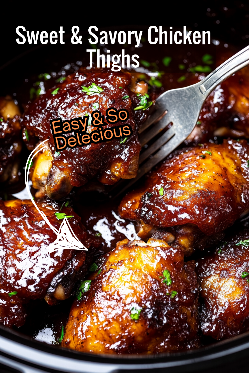 A perfect blend of sweet and savory in this crock pot chicken thighs recipe, cooked to tender perfection with a sticky honey garlic glaze.