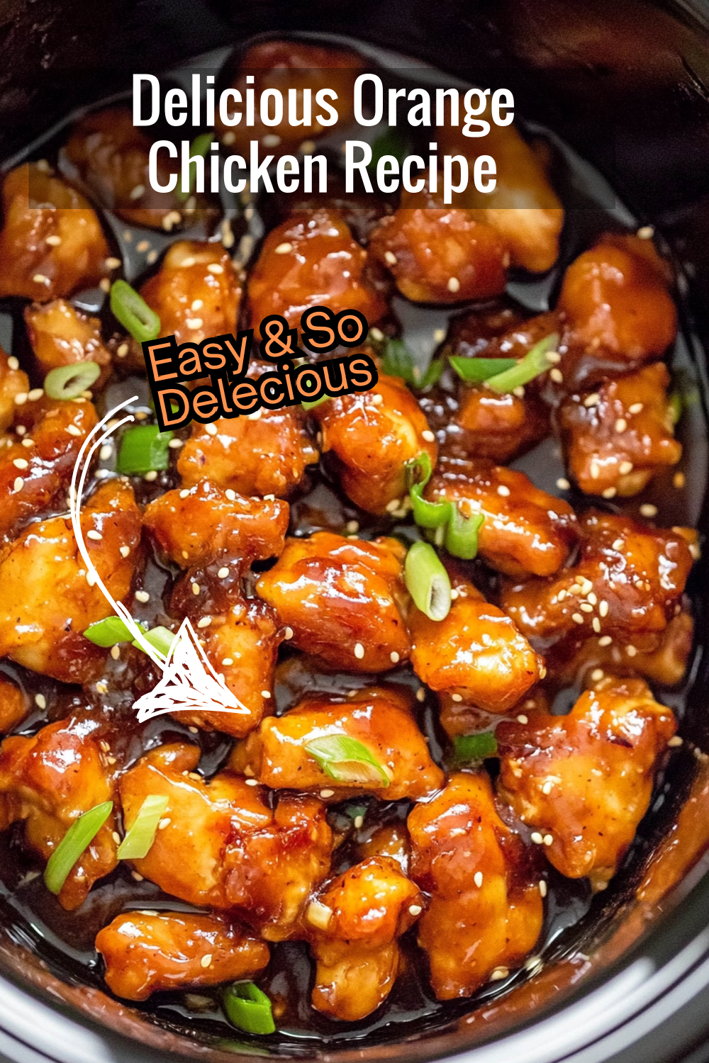 This slow cooker orange chicken recipe, topped with sesame seeds and scallions, is a simple yet flavorful meal. Serve with fried rice for a wholesome dinner.