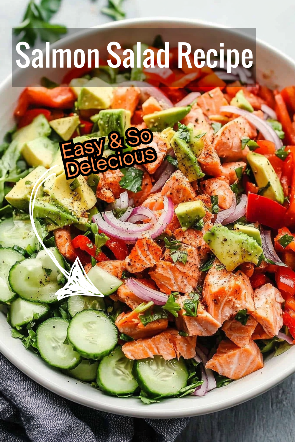 This salmon salad features creamy avocado, crunchy cucumbers, and tender salmon for a healthy, balanced meal. Perfect for lunch or dinner!