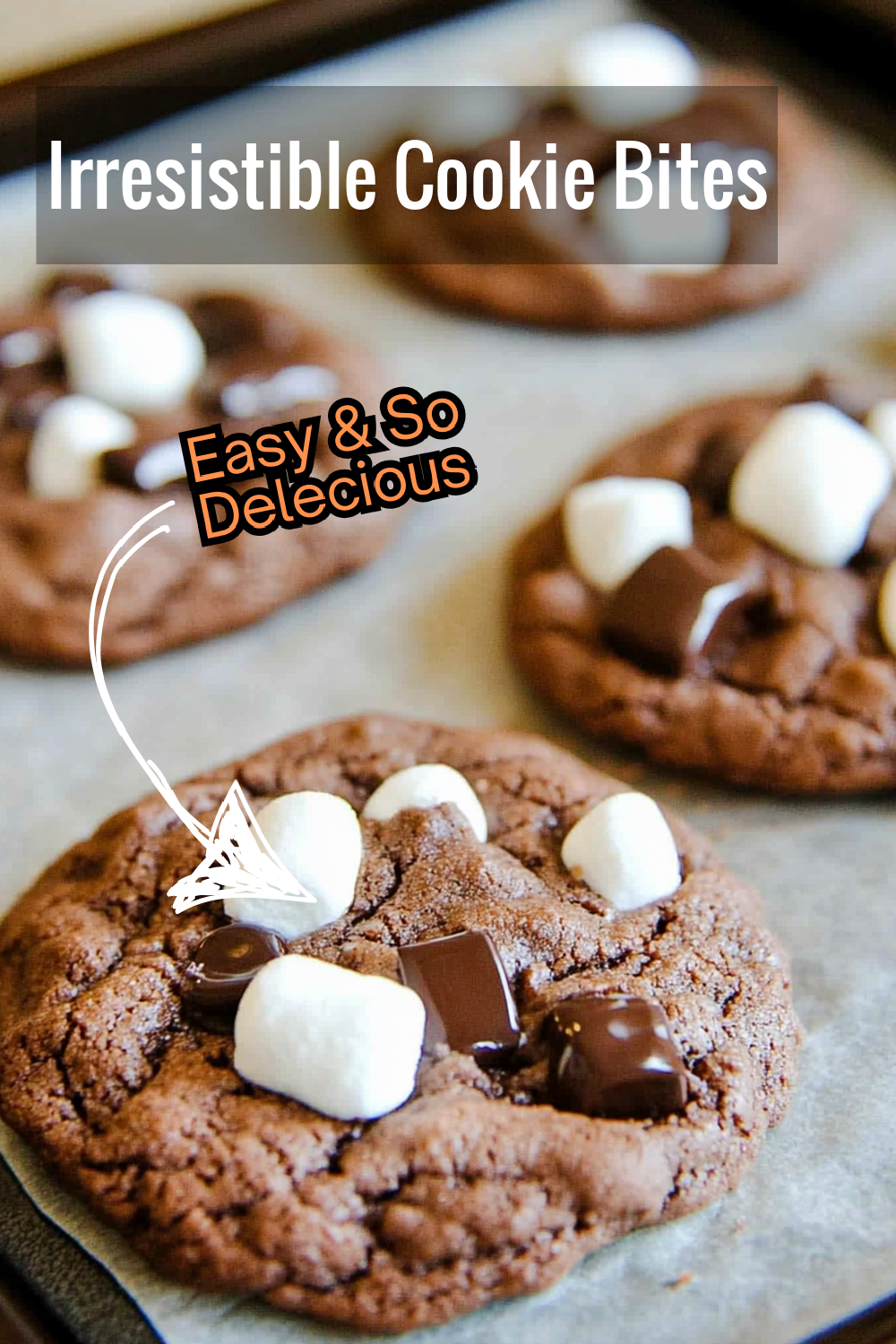 Bite-sized indulgence with these hot chocolate cookies featuring chocolate chunks and marshmallow. Ideal for parties, holidays, or any cozy gathering!