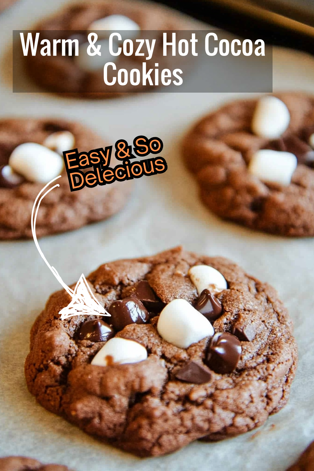 These hot cocoa-inspired cookies offer a comforting blend of chocolate chunks and marshmallows—just like a cozy mug of hot chocolate, now in a cookie!