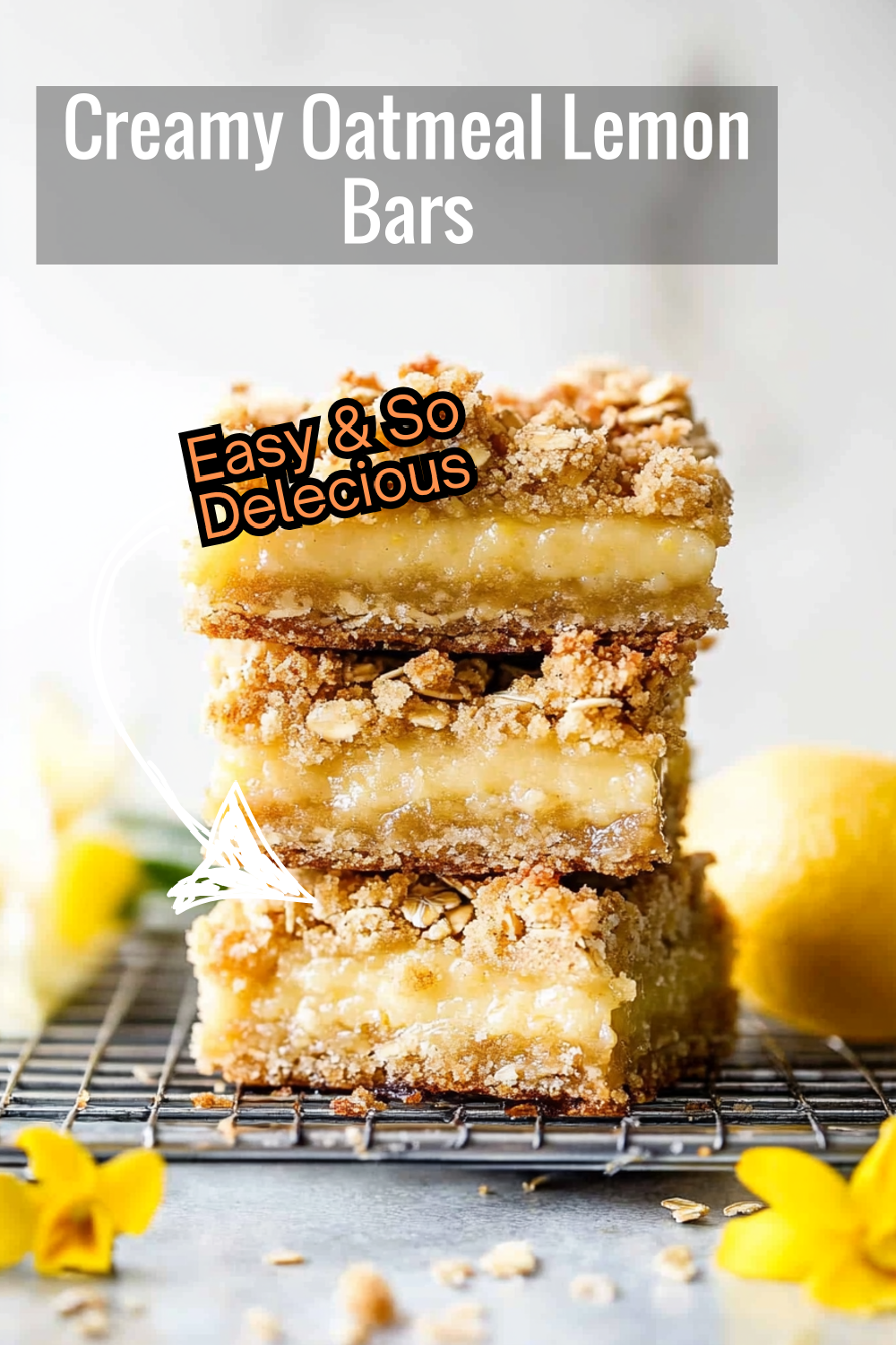 These creamy oatmeal lemon crumble bars are rich and luscious, with a zesty lemon filling. An easy dessert that everyone will love!