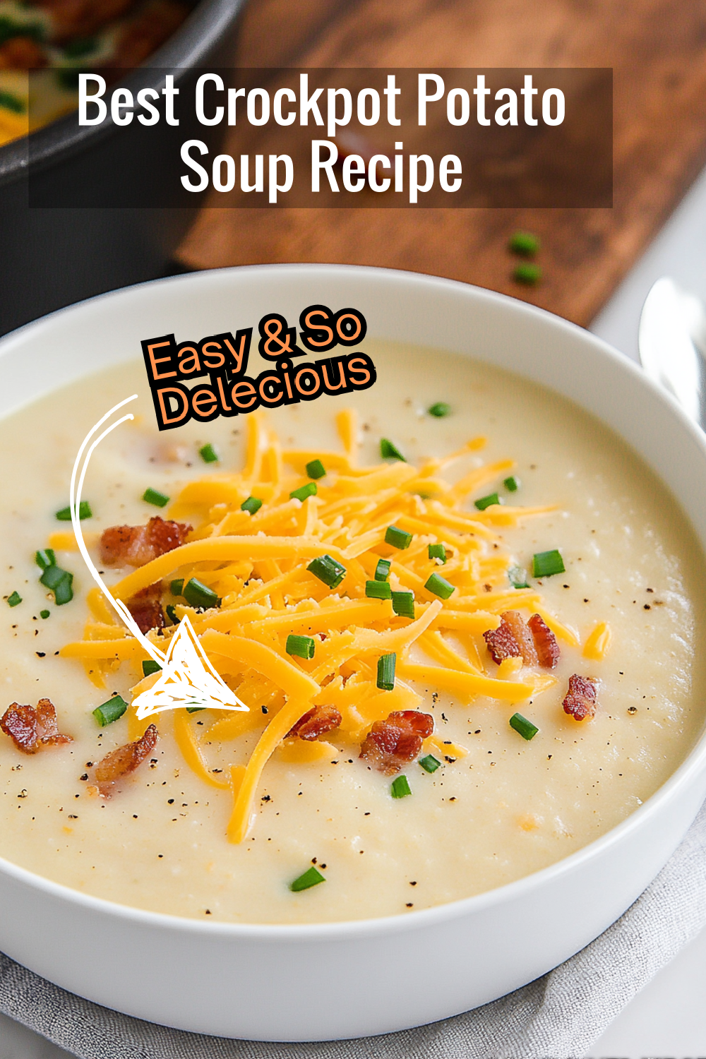 This creamy crockpot potato soup from Paula Deen is a must-try! Enjoy the perfect blend of flavors with cheese, bacon, and chives for a cozy meal at home.