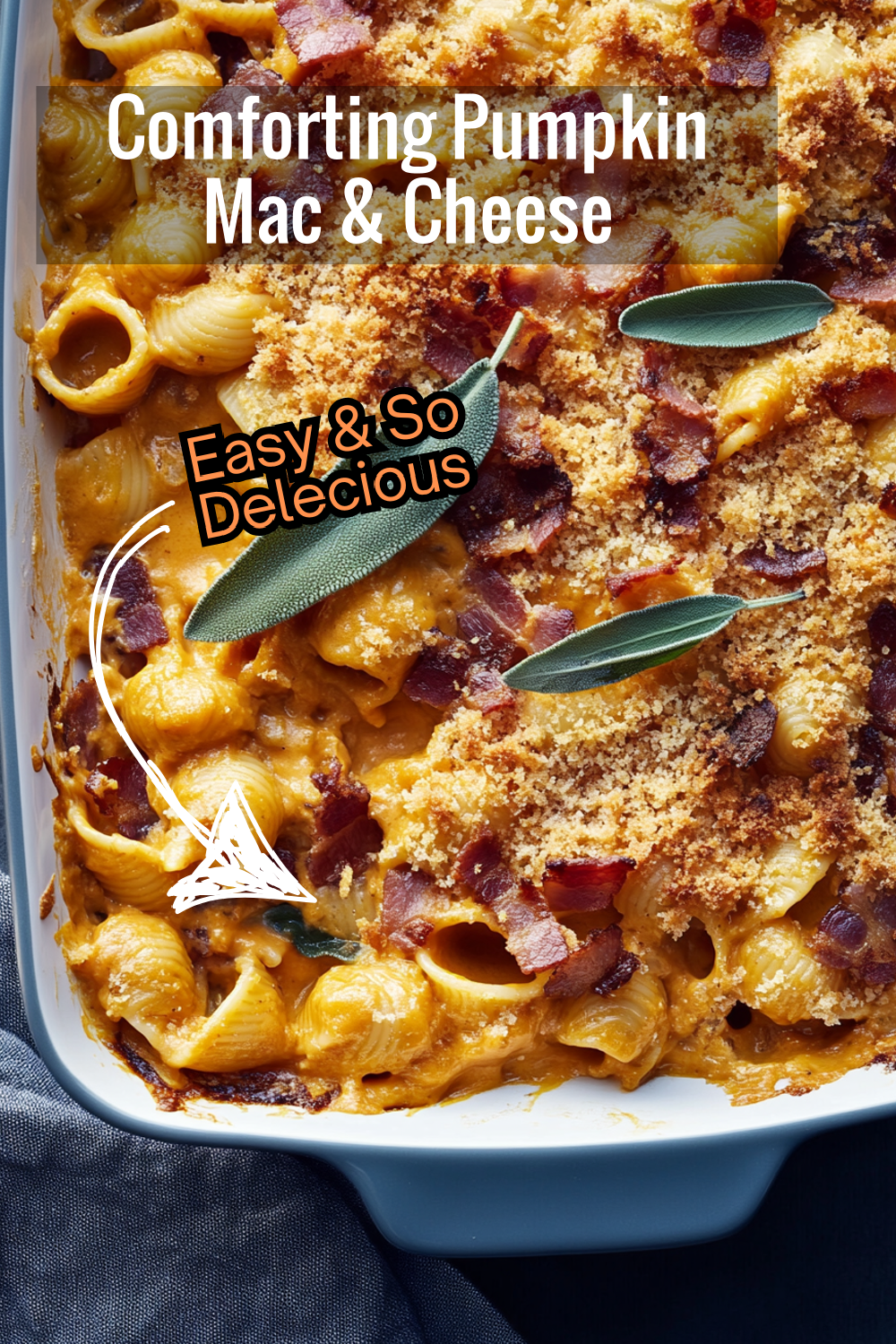 This baked pumpkin mac and cheese is the perfect comfort food for chilly days. With creamy cheese, rich pumpkin, crispy Panko, and savory bacon, it’s a cozy dish you’ll want to make again and again.