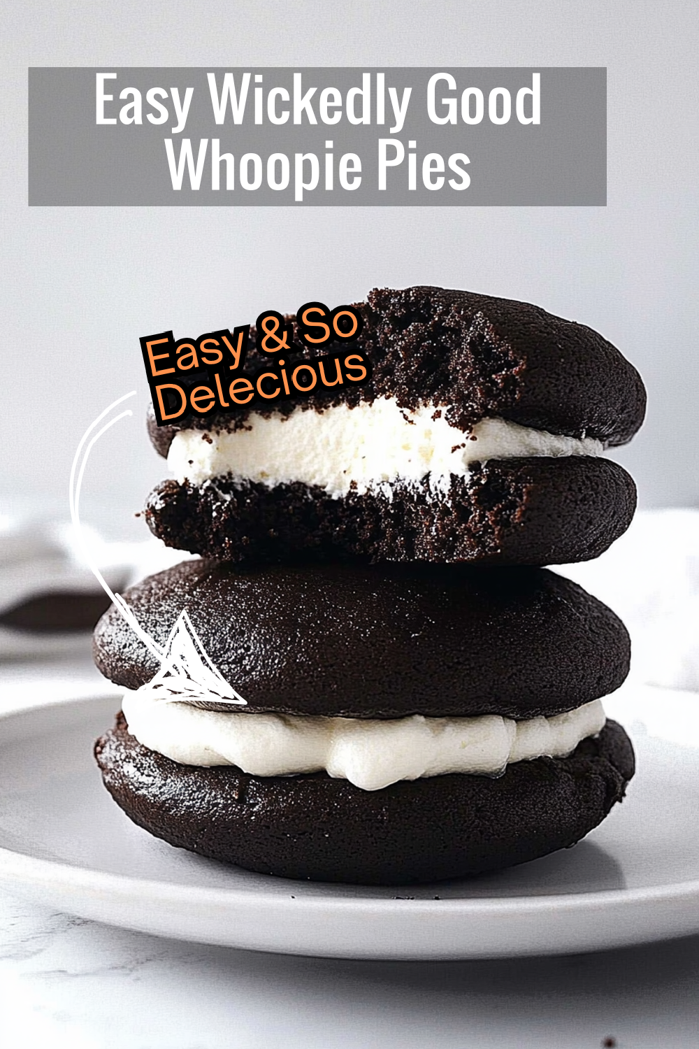 Learn how to make these wickedly delicious whoopie pies with a soft chocolate cake exterior and fluffy marshmallow buttercream filling. Easy and delicious!