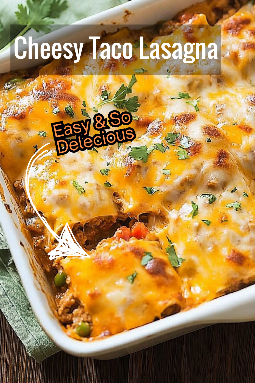 Give your taco night a fun twist with this taco lasagna recipe! Layers of soft tortillas, beef, and cheese baked into a cheesy, flavorful dish.